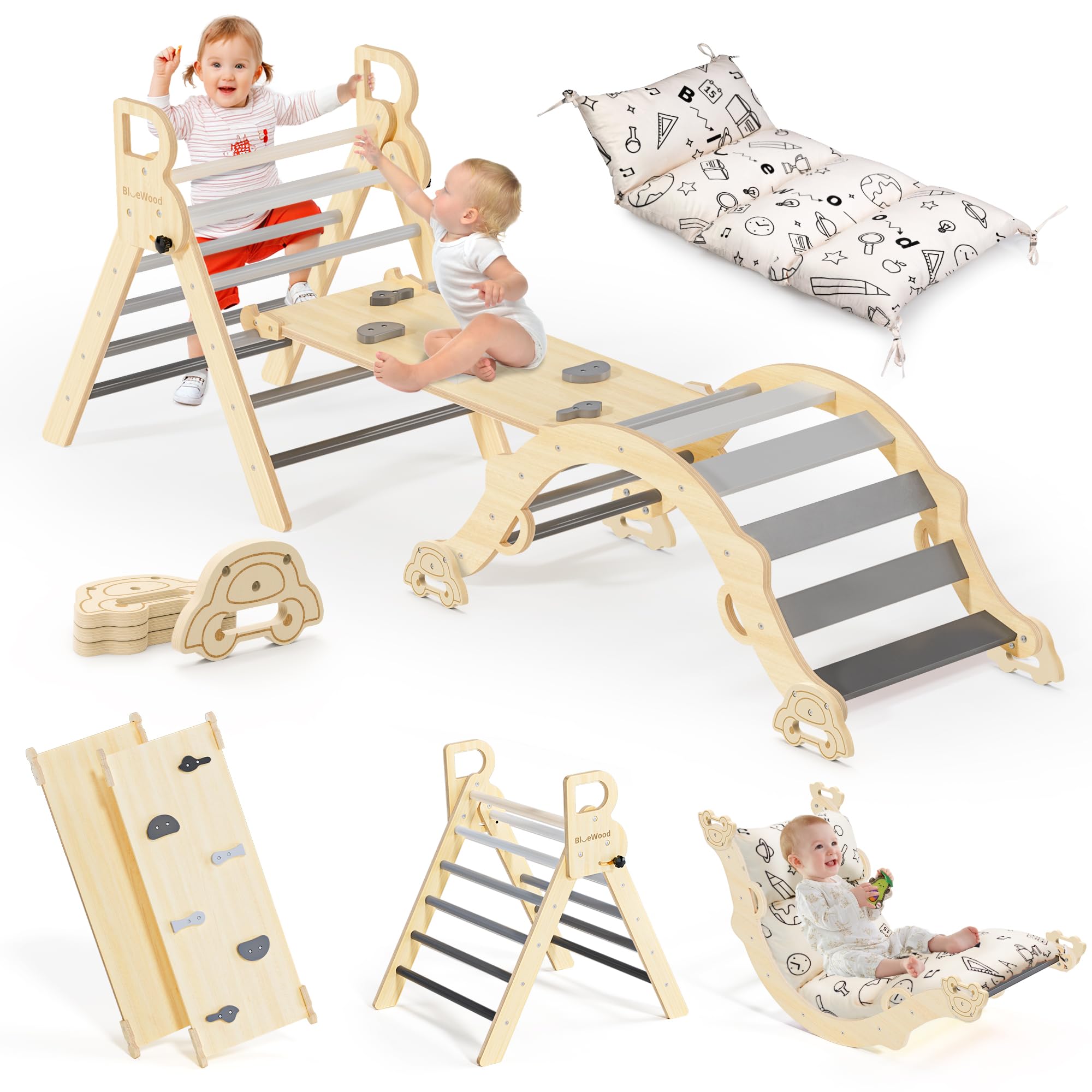 Amazon.com: BlueWood Pikler Triangle Set with Cushion, 8-in-1